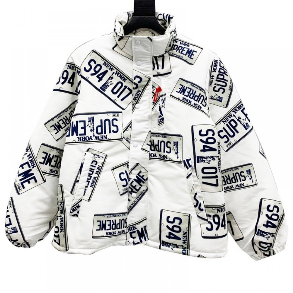 A+ Quality Supreme License Puffy Plate Down Jacket White