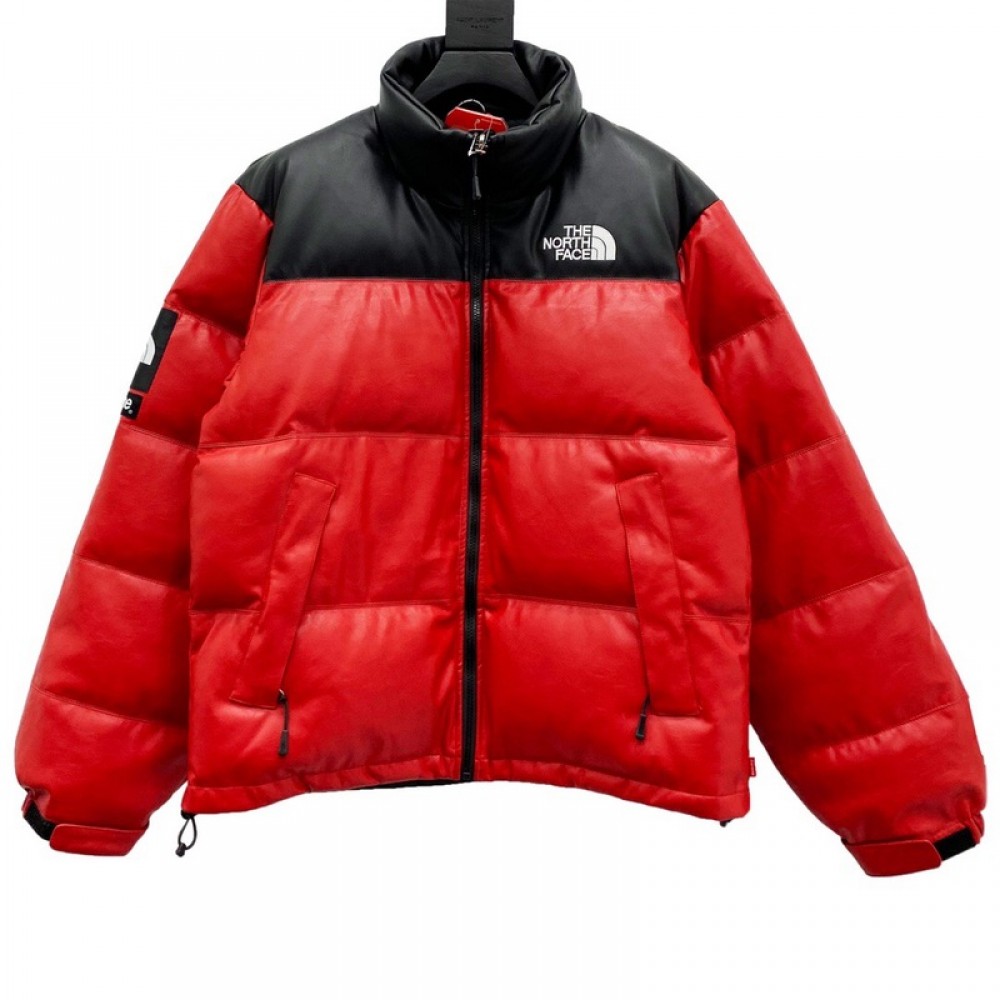 A+ Quality Supreme x The North Face Leather Nuptse Down Jacket Red