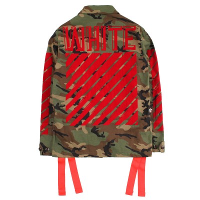 A+ Quality OFF-WHITE Flocking Red Striped Camo Jacket