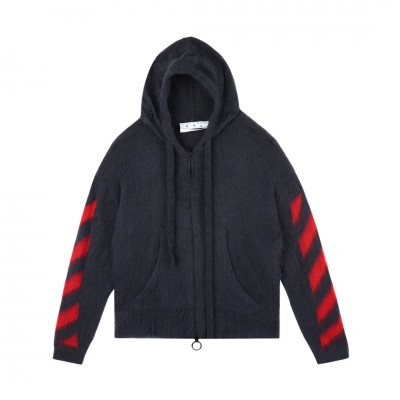 OFF-WHITE Wool arrow Full Zip Hooded Sweater