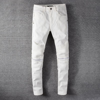 AMIRI Skinny Zip Moto Jeans White