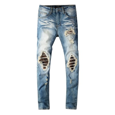 AMIRI Skinny Patchwork Jeans Denim Blue
