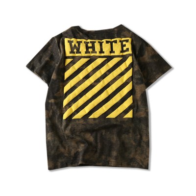 OFF-WHITE Flocking Camouflage Yellow Stripes Tee T-Shirt