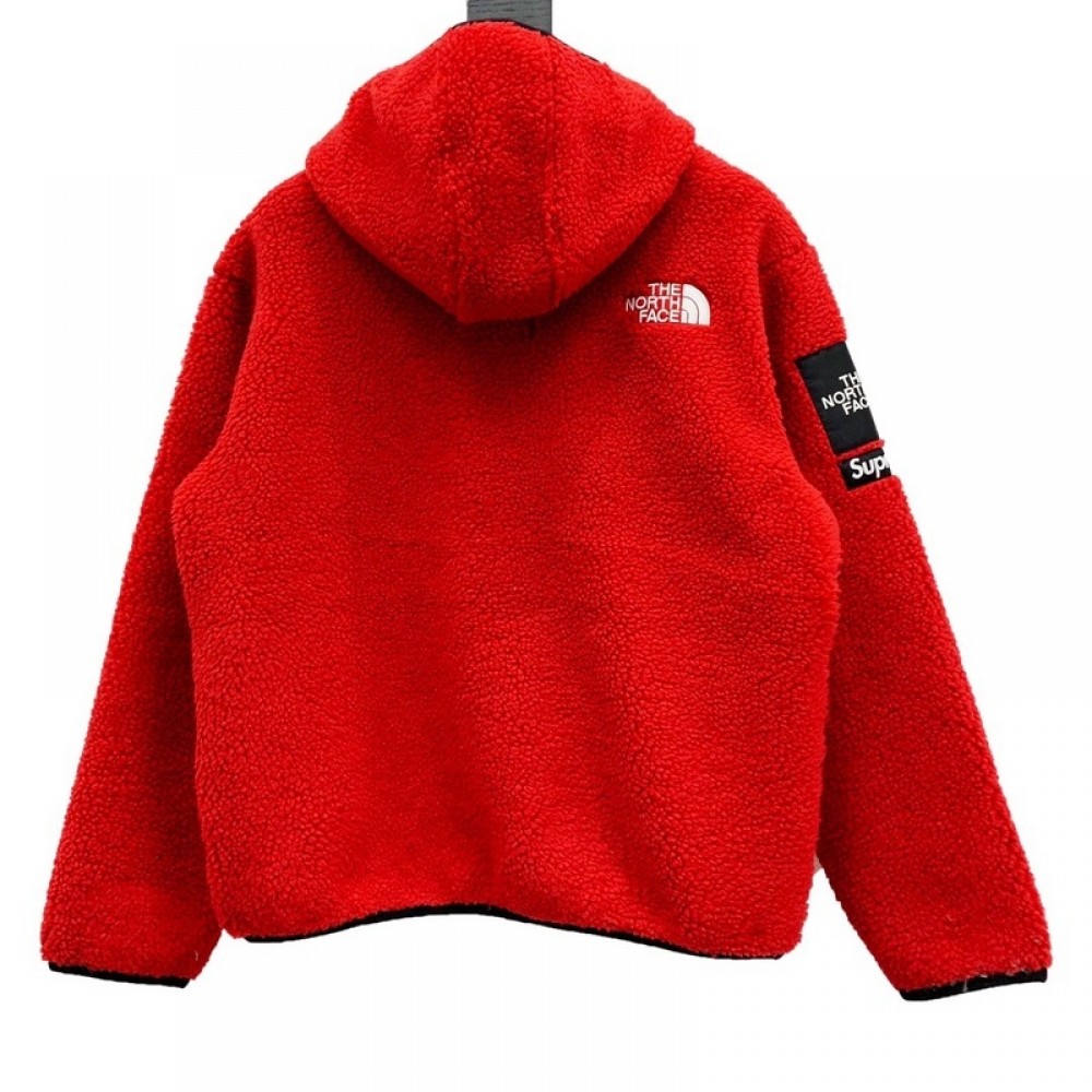 A+ Quality Supreme x The NorthFace S Logo Hooded Fleece Jacket Red