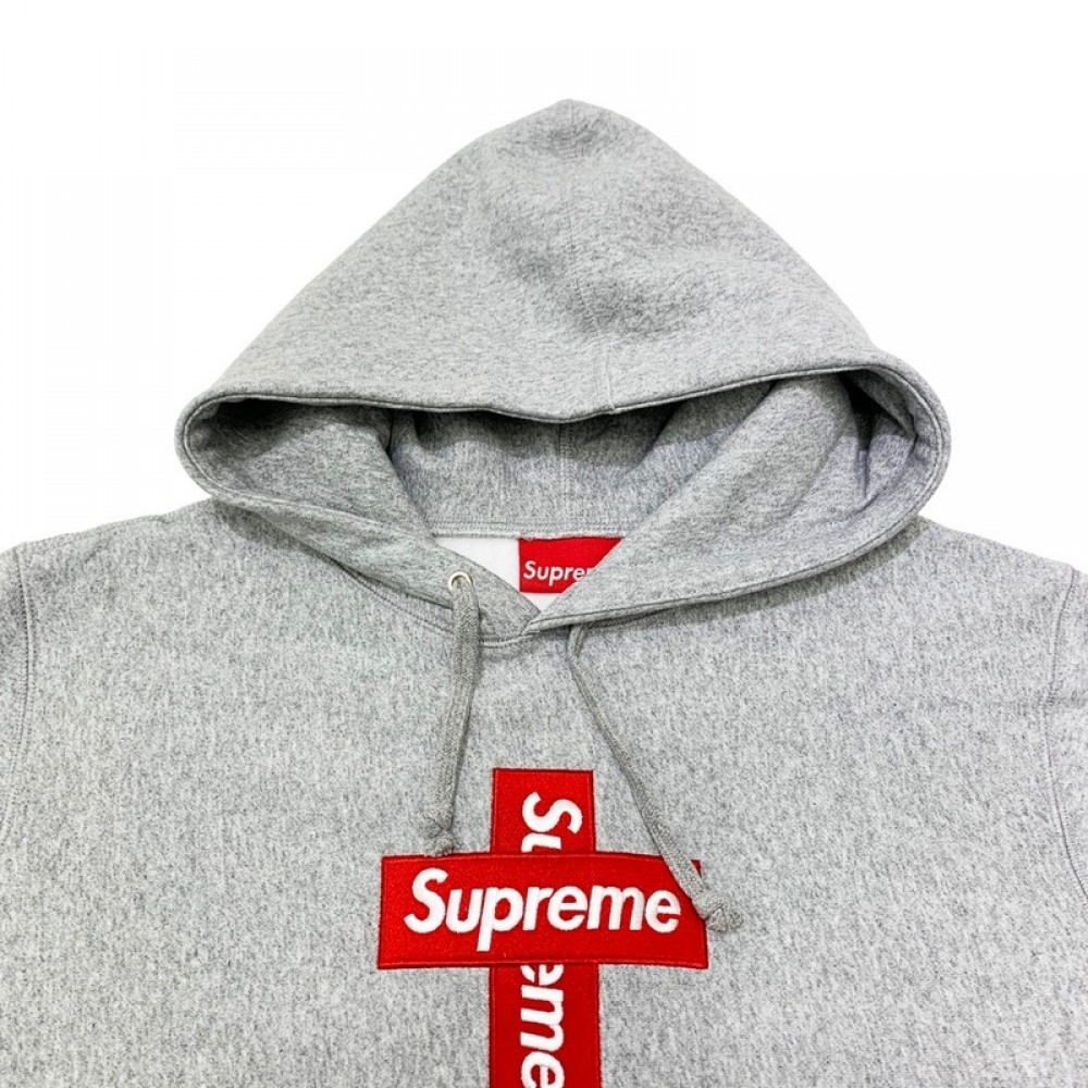 A+ Quality Supreme Cross Box logo Hoodie Grey