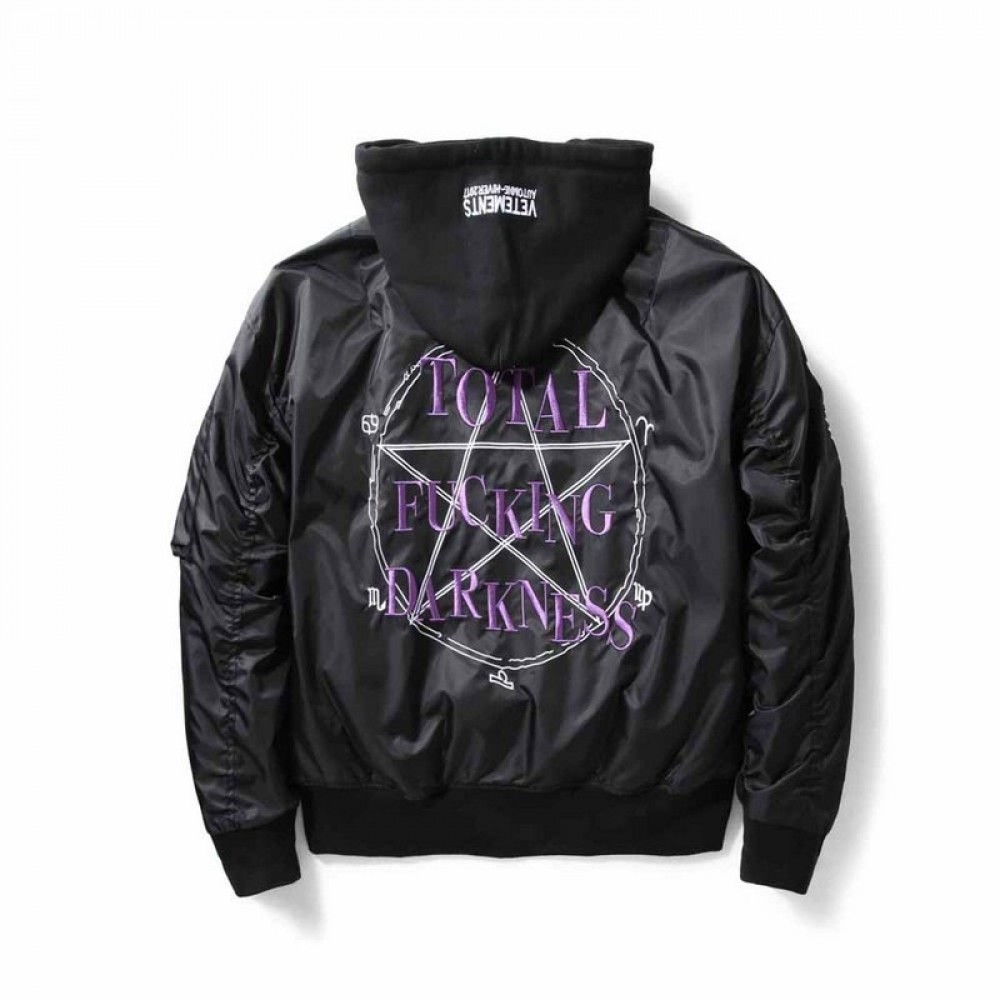 VETEMENTS Total Fucking Darkness Hooded Bomber Jacket