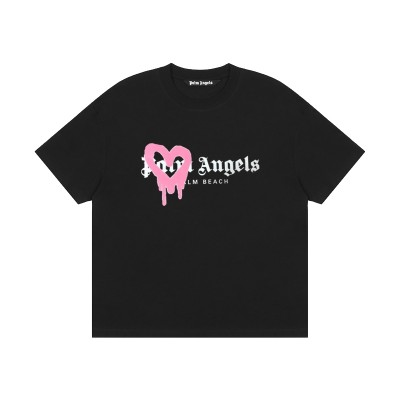 Palm Angels Pink Heart Logo Tee T-shirt