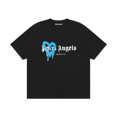 Palm Angels Sprayed Blue Heart Logo Tee T-shirt
