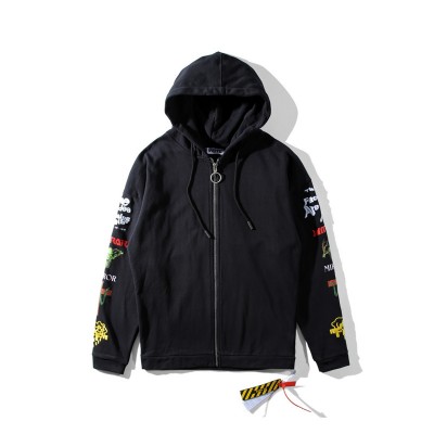 Replica OFF-WHITE Full zip hooded Jacket with armband