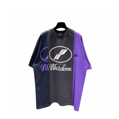 WE11DONE Stitching color purple Tee