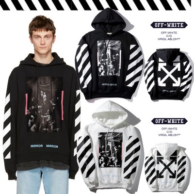 OFF-WHITE Casual Stripes Oil Painting Religion Hoodies