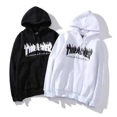 Thrasher Black and White Flame Pullover Hoodies