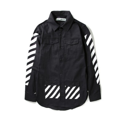 Replica OFF-WHITE Diagonal stripes Long Hem Shirt