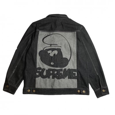 Supreme 20Fw Smurfs Denim Trucker Jacket Black