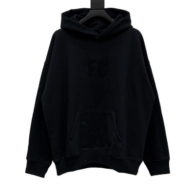 A+ Quality Fear of God Chenille logo Initial Hoodie Black