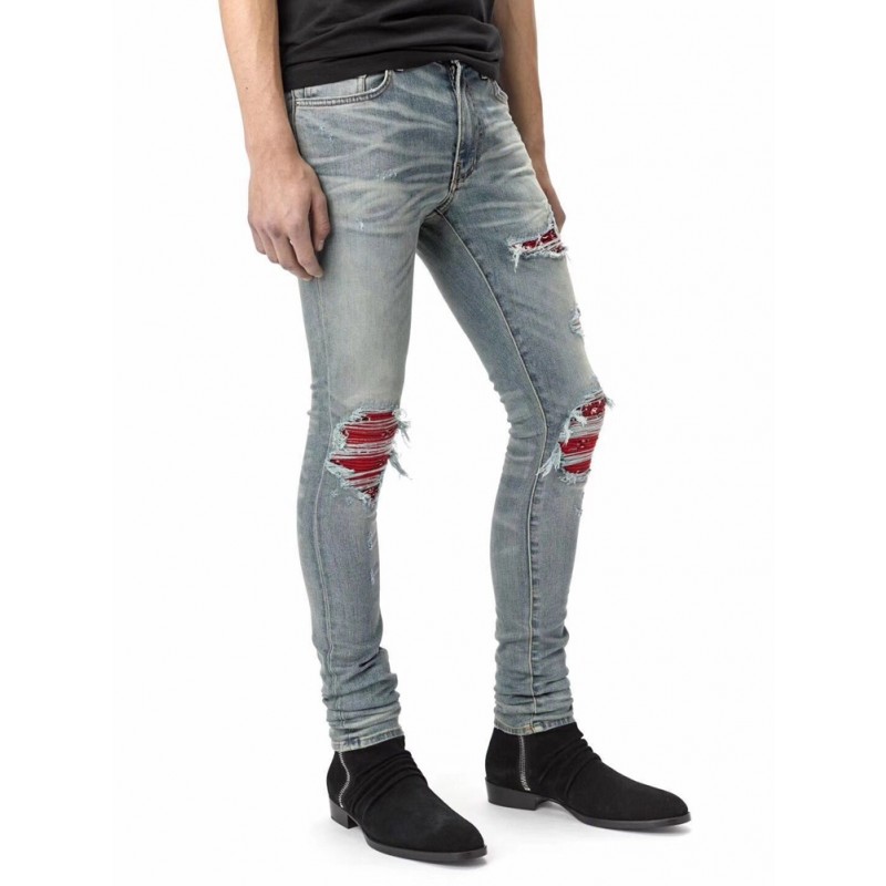 AMIRI Skinny Red Patch Ripped Jeans